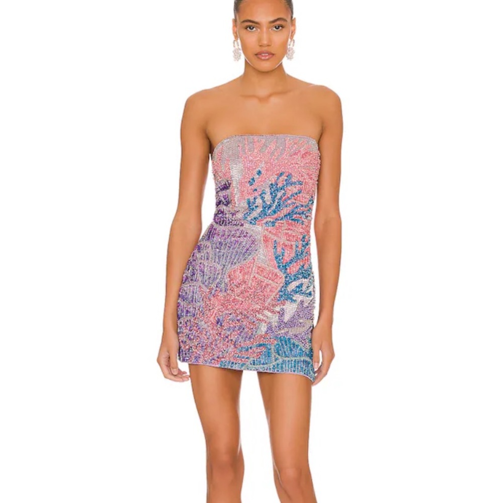 ISO Retrofete coral multi heather mini dress S or XS
